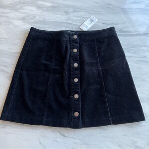 Miss Selfridge Corduroy Black Button Up Skirt